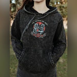 “Let People Be Sad” Embroidered Hoodie Sweatshirt by Abigail Sz Medium